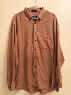 Men's Houndstooth Sleeve Button-Down Shirt in Rust
